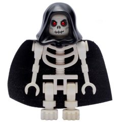 Minifigurka LEGO Skeleton, Red Eyes, Black Hood and Cape