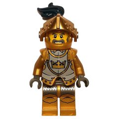 Minifigurka LEGO Knight, Gold, Armor, Helmet with Visor and Dark Blue Plume