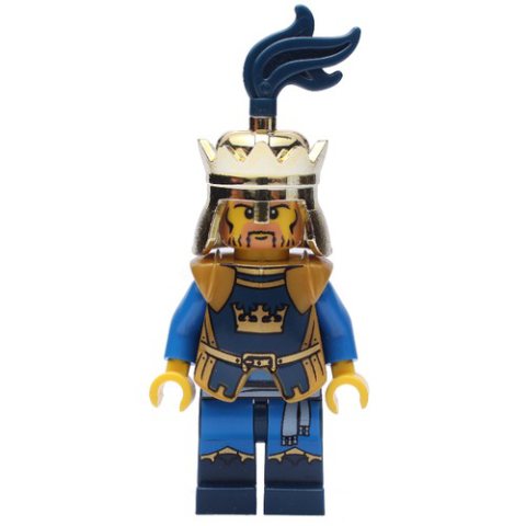 Minifigurka LEGO King, Dark Blue, Gold Armor and Crown with Dark Blue Plume