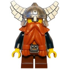 Minifigurka LEGO Dwarf, Dark Orange Beard, Metallic Silver Helmet