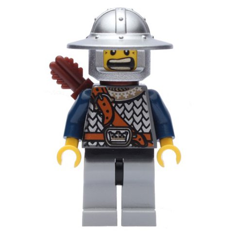 Minifigurka LEGO Knight, Archer with Wide Brim Helmet, Quiver, Smile