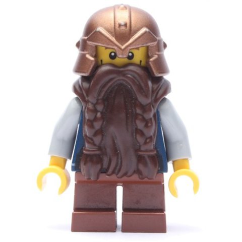 Minifigurka LEGO Dwarf, Dark Brown Beard, Copper Helmet, Cheek Lines