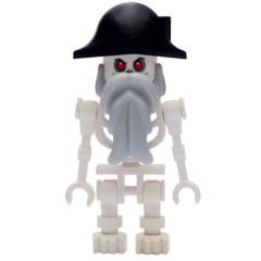 Minifigurka LEGO Skeleton, Red Eyes, Bicorne Hat, Light Bluish Gray Beard