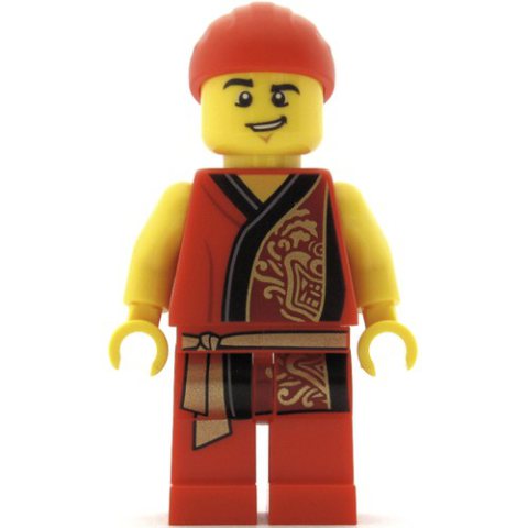 Minifigurka LEGO Man, Red Robe with Gold Sash Belt, Red Bandanna