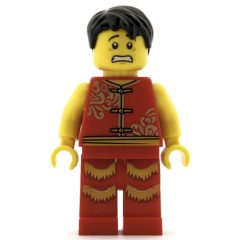 Minifigurka LEGO Man, Red Robe with Ties, Black Hair