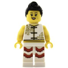 Minifigurka LEGO Woman, White Robes with Ties, White Legs, Black Hair