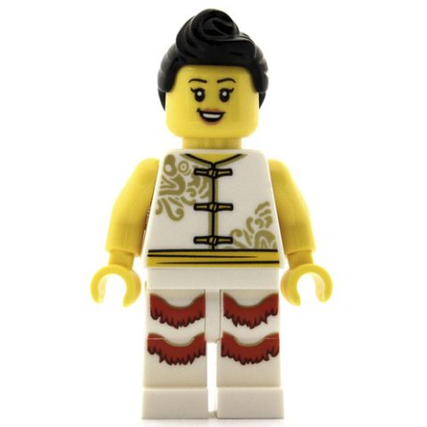 Minifigurka LEGO Woman, White Robes with Ties, White Legs, Black Hair