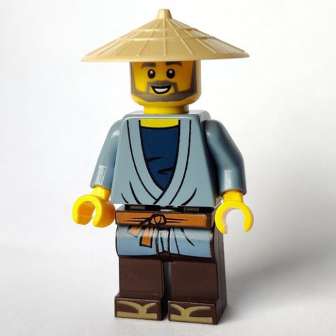 Minifigurka LEGO Man, Sand Blue Robe, Tan Conical Hat, Beard