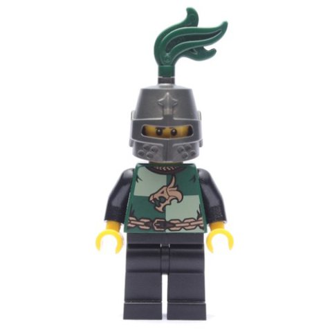 Minifigurka LEGO Dragon Knight, Dark Green, Helmet with Dark Green Plume, Moustache and Stubble (Pearl Dark Gray)