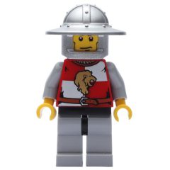 Minifigurka LEGO Lion Knight, Wide Brim Helmet, Cheek Lines / Scared