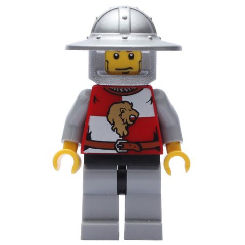 Minifigurka LEGO Lion Knight, Wide Brim Helmet, Cheek Lines / Scared