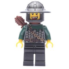 Minifigurka LEGO Dragon Knight, Archer, Dark Green, Wide Brim Helmet, Missing Tooth