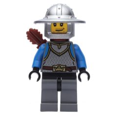 Minifigurka LEGO Knight, Archer, Blue, Wide Brim Helmet, Quiver