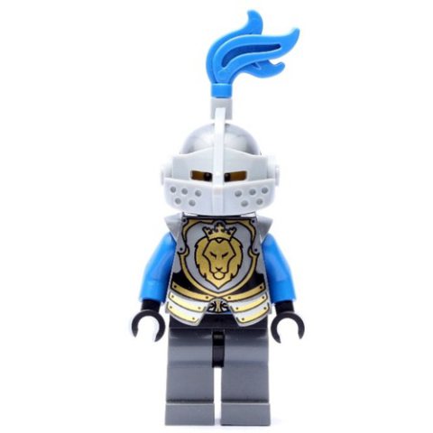 Minifigurka LEGO Knight, Blue, Armor, Helmet with Visor and Blue Plume, Beard