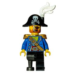 Minifigurka LEGO Pirate Captain, Blue Jacket, Peg Leg, Bicorne Hat with White Plume