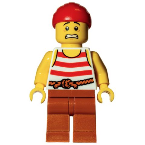Minifigurka LEGO Pirate, Red and White Striped Shirt, Red Bandanna