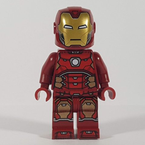 Minifigurka LEGO Iron Man Mark 43 Armor, Visor Printed on Helmet, Plain Trans-Clear Head