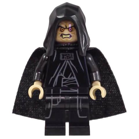 Minifigurka LEGO Emperor Palpatine, Tan Skin, Open Hood (19888 Cape)
