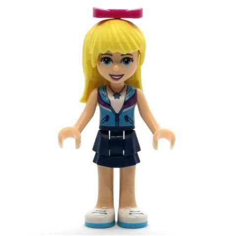 Minifigurka LEGO Stephanie - Medium Azure Top, Dark Blue Skirt, Bow