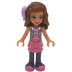 Minifigurka LEGO Olivia - Sand Blue Jacket, Dark Pink Skirt, Bow