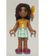Minifigurka LEGO Andrea - Bright Light Orange Top, Light Aqua Skirt, Bow