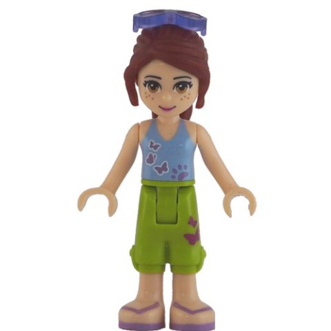 Minifigurka LEGO Mia - Medium Blue Top, Lime Shorts, Sunglasses