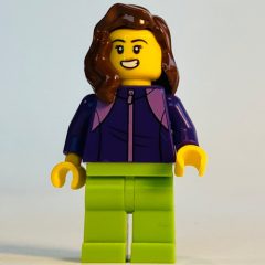 Minifigurka LEGO Dark Purple Torso, Lime Legs, Reddish Brown Hair