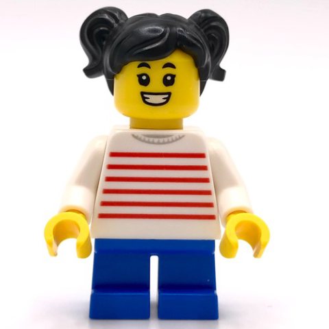 Minifigurka LEGO Kid - White Torso, Blue Legs, Black Hair