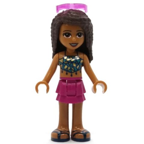 Minifigurka LEGO Andrea - Dark Blue Top, Magenta Skirt, Sunglasses