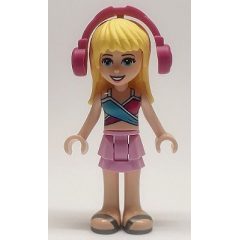 Minifigurka LEGO Stephanie - Medium Blue/Dark Purple Bikini, Bright Pink Skirt, Magenta Headphones