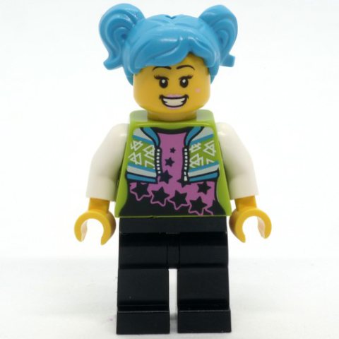 Minifigurka LEGO Poppy Starr, Lime Jacket, Black Legs