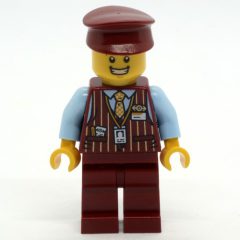 Minifigurka LEGO Train Conductor, Dark Red Suit with Tie, Dark Red Hat