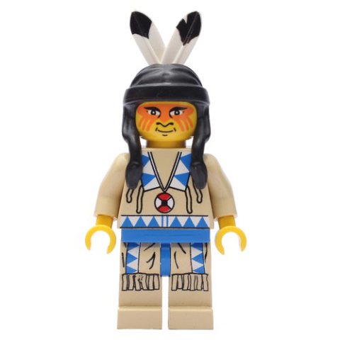 Minifigurka LEGO Indian - Tan Clothing, Blue Trim
