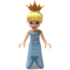 Minifigurka LEGO Cinderella - Bright Light Blue Dress, White Under-Dress, Crown