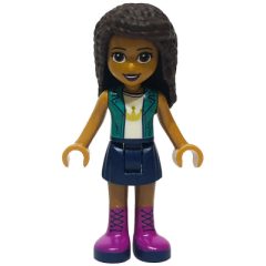 Minifigurka LEGO Andrea - Dark Turquoise Jacket, Dark Blue Skirt