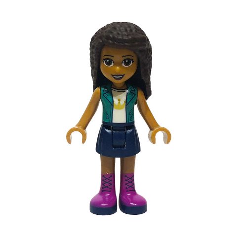 Minifigurka LEGO Andrea - Dark Turquoise Jacket, Dark Blue Skirt