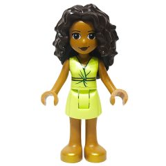 Minifigurka LEGO Donna - Yellowish Green Torso, Yellowish Green Skirt, Dark Brown Hair
