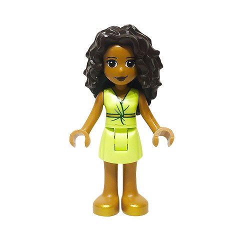 Minifigurka LEGO Donna - Yellowish Green Torso, Yellowish Green Skirt, Dark Brown Hair