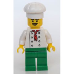 Minifigurka LEGO Chef, Green Legs, Chef Hat, Moustache