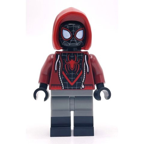 Minifigurka LEGO Spider-Man (Miles Morales), Dark Red Hoodie, Dual Molded Legs