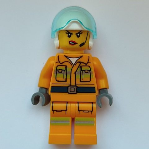 Minifigurka LEGO Firewoman, Bright Light Orange Firesuit, White Helmet with Visor