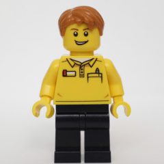 Minifigurka LEGO LEGO Employee, Yellow Shirt, Black Legs, Dark Orange Hair