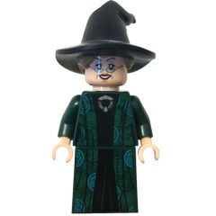 Minifigurka LEGO Professor Minerva McGonagall, Dark Green Robe, Black Hat with Dark Tan Hair, Azure Circle Symbols