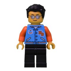 Minifigurka LEGO Dark Azure Torso, Black Legs, Black Hair, Sunglasses