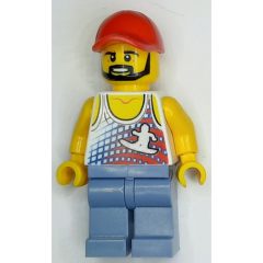 Minifigurka LEGO White Torso, Sand Blue Legs, Red Cap