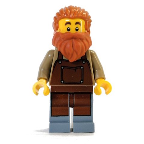 Minifigurka LEGO Blacksmith - Dark Tan Torso, Sand Blue legs, Dark Orange Hair and Beard