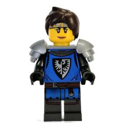 Minifigurka LEGO Black Falcon Knight, Female - Blue Torso, Pearl Dark Gray Legs, Dark Brown Hair, Flat Silver Shoulderguard