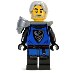 Minifigurka LEGO Black Falcon Knight - Blue Torso, Pearl Dark Grey Legs, Light Bluish Grey Hair, Flat Silver Shoulderguard