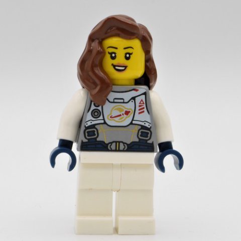 Minifigurka LEGO Astronaut - Flat Silver Torso, White Legs, Reddish Brown Hair
