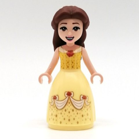 Minifigurka LEGO Belle, Bright Light Orange and Bright Light Yellow Full Dress with Roses, Open Mouth